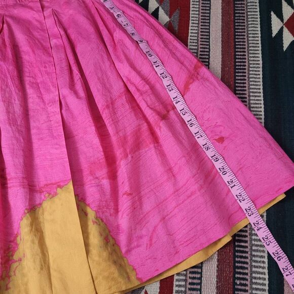 Piazza Sempione Circle A-line Skirt Sz 38‎ US 2 Pink Watercolor Snap Front Artsy - Picture 7 of 7